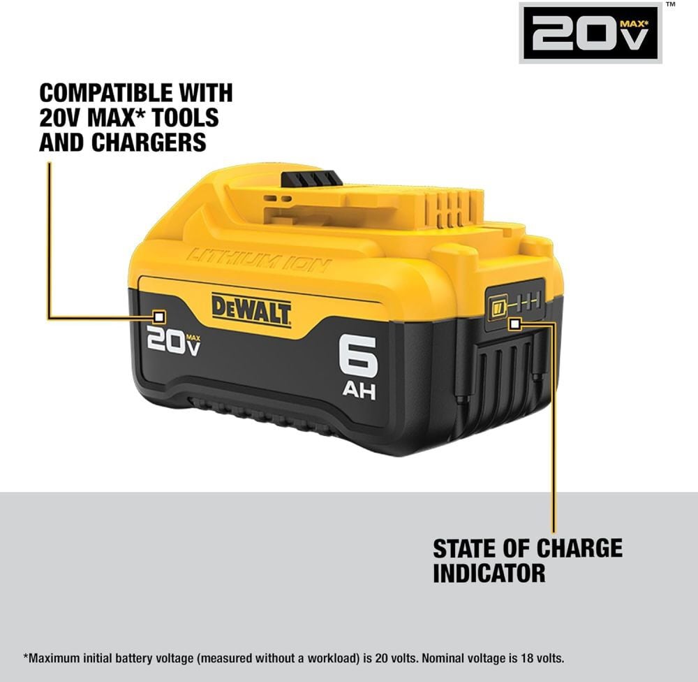 DEWALT 20V MAX 20V 6Ah Lithium Ion Power Tool Battery Pack with Fuel Indicator (2 Pack), large image number 5