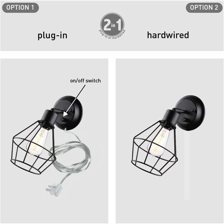 Globe Electric Verdum Vintage Wall Sconce Matte Black 60W 1 Light, large image number 5