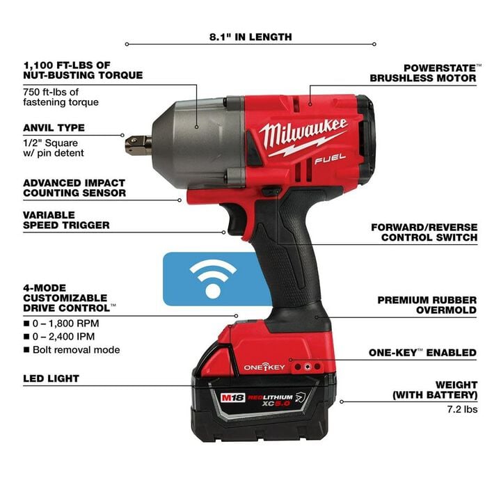 Milwaukee M18 FUEL with ONE-KEY High Torque Impact Wrench 1/2inch Pin Detent Kit, large image number 3