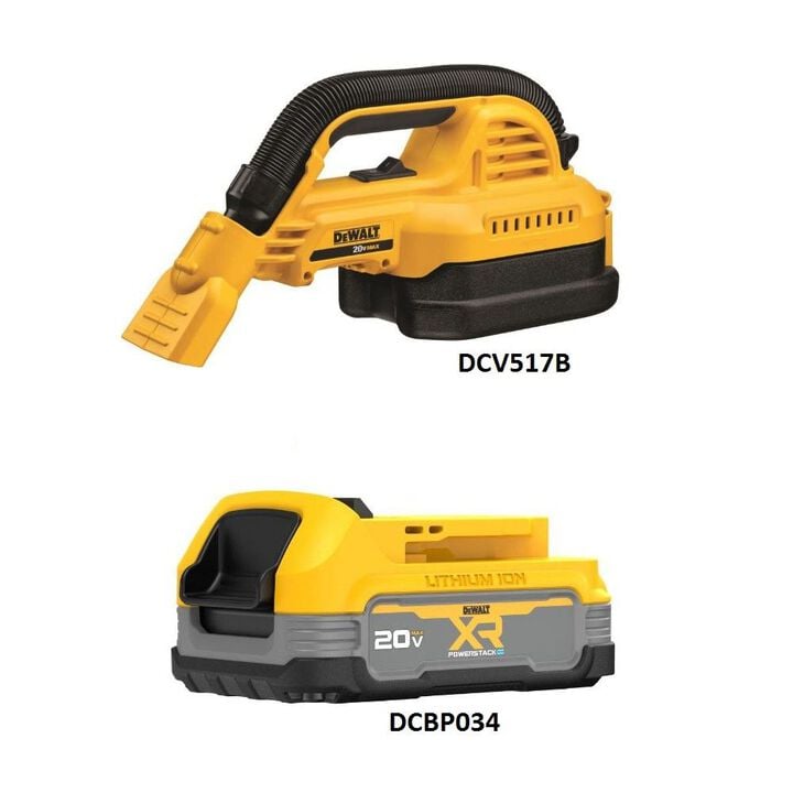 DEWALT 20V MAX Portable Wet or Dry Vacuum & 20V MAX XR POWERSTACK Compact 1.7Ah Battery Bundle, large image number 1