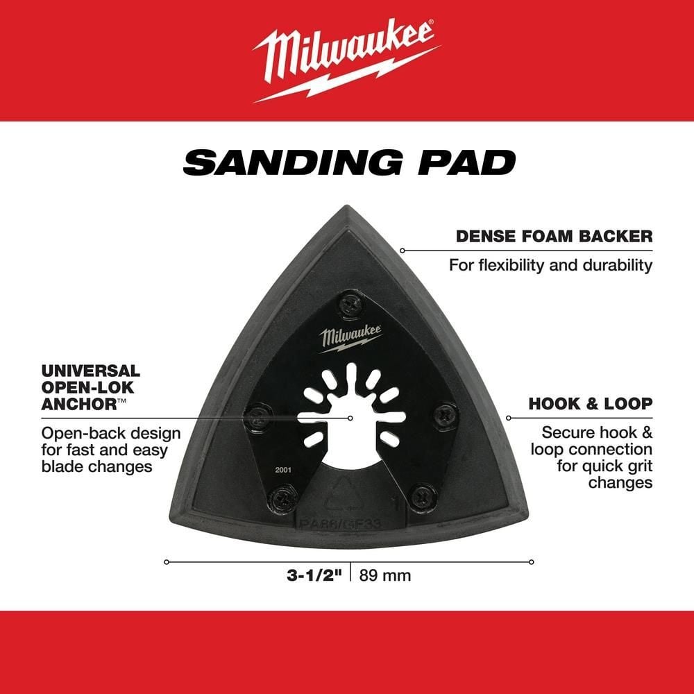 Milwaukee OPEN-LOK 3-1/2inch TRIANGLE SANDING PAD 1PK, large image number 3