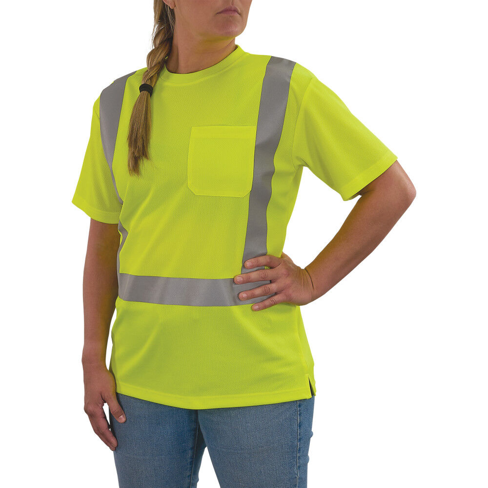 Ergodyne GloWear 8274 Womens Essential Class 2 Short Sleeve T-Shirt Hi-Vis Lime Size XS - 22071
