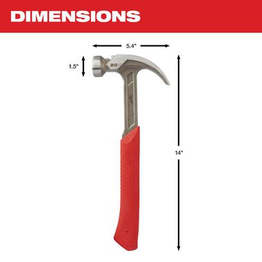 Milwaukee 20 oz Curved Claw Smooth Face Hammer, large image number 2