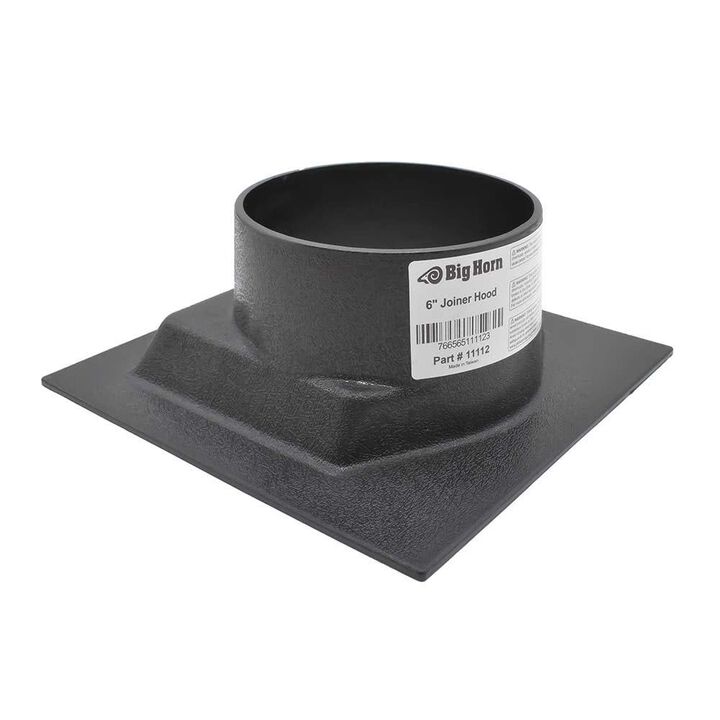 Big Horn 6 Inch x 6 Inch ABS Black Universal Dust Hood with 4 Inch Outlet, large image number 1