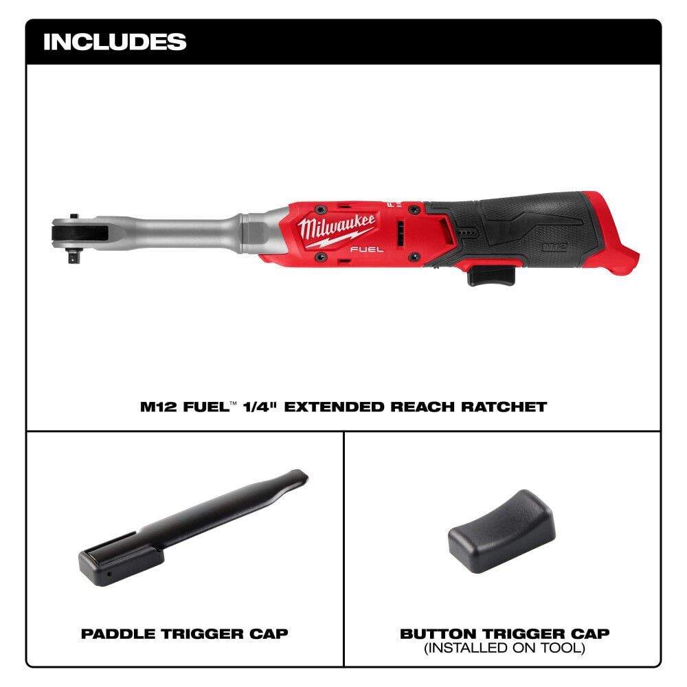 Milwaukee M12 FUEL 1/4 Inch Extended Reach Ratchet (Bare Tool), large image number 4