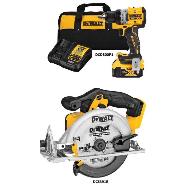 DEWALT 20V MAX Cordless Drill/Driver Kit and Circular Saw Bundle, large image number 1