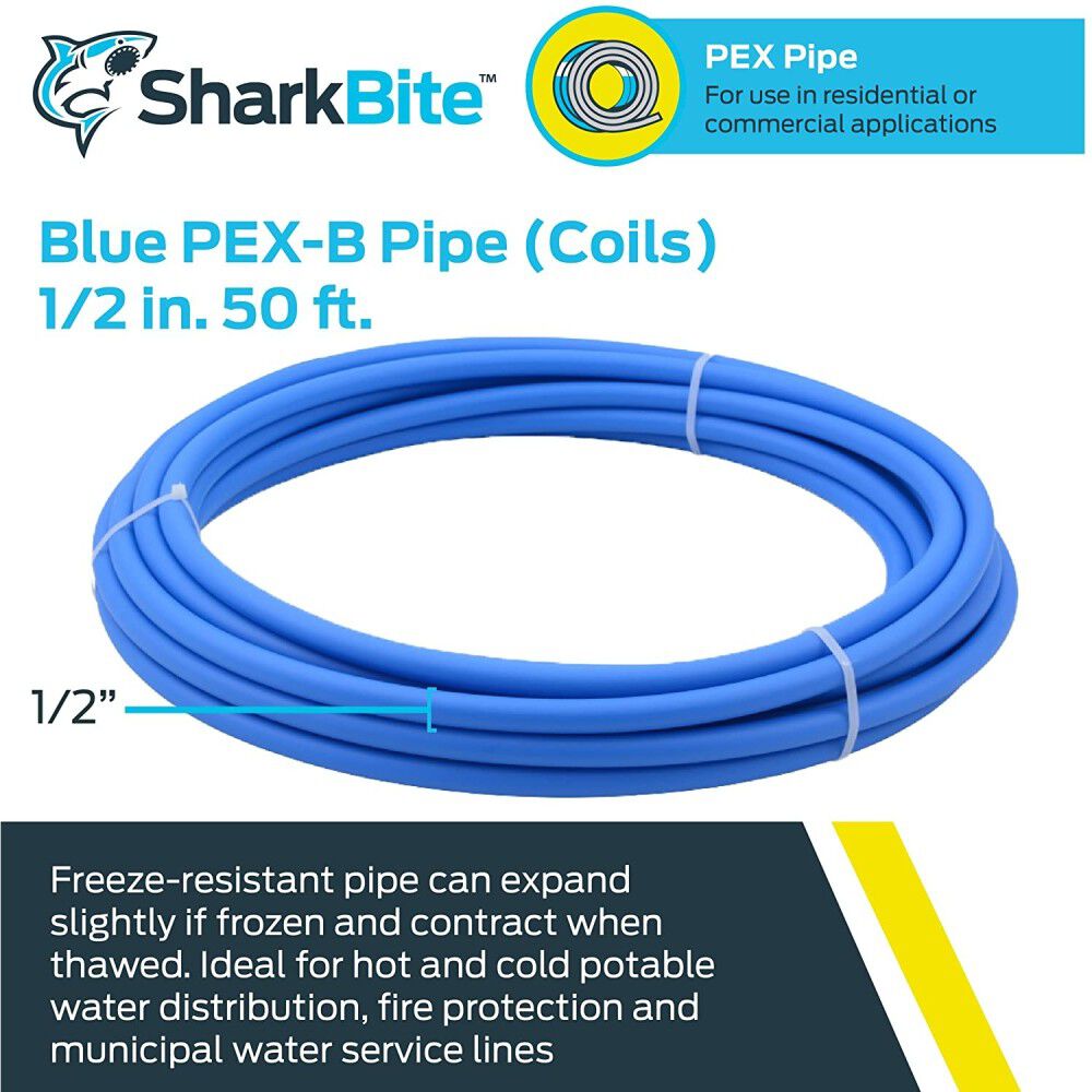 Sharkbite 1/2in x 50' Blue Polyethylene PEX Coil Tubing, large image number 2