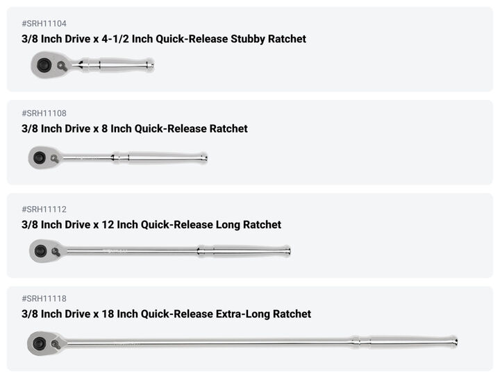 Tekton 1/4, 3/8, 1/2 Inch QR Ratchet and Breaker Bar Set, 15 Pieces, large image number 3