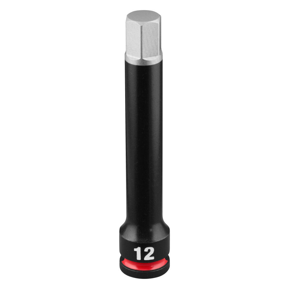 Milwaukee SHOCKWAVE Impact Duty 3/8 Inch Drive 4 Inch Hex 12mm Bit Socket - 49-66-7289