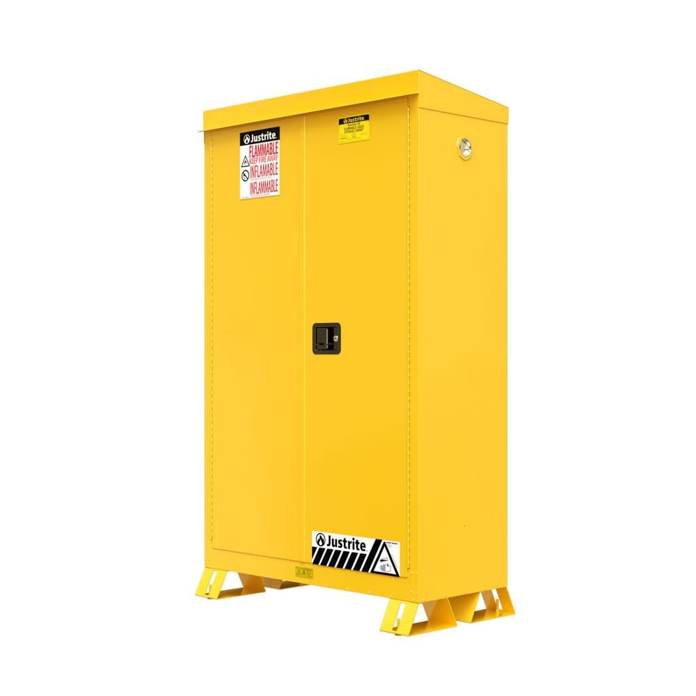 Justrite 45 Gallon 2 Shelves Self Close Doors Outdoor Storage Cabinet, large image number 2
