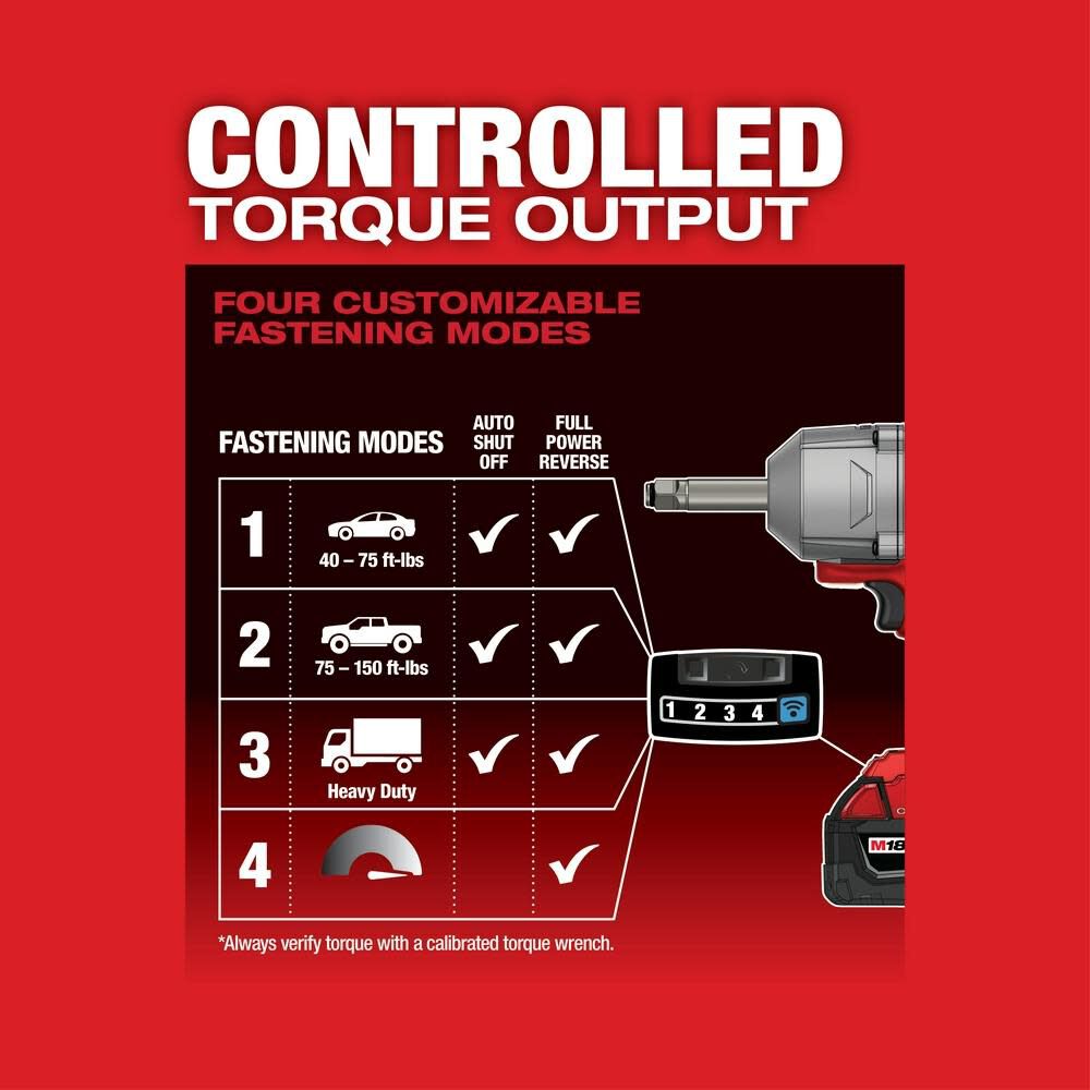Milwaukee M18 FUEL 1/2 Inch Ext Anvil Controlled Torque Impact Wrench with ONE-KEY Kit, large image number 5