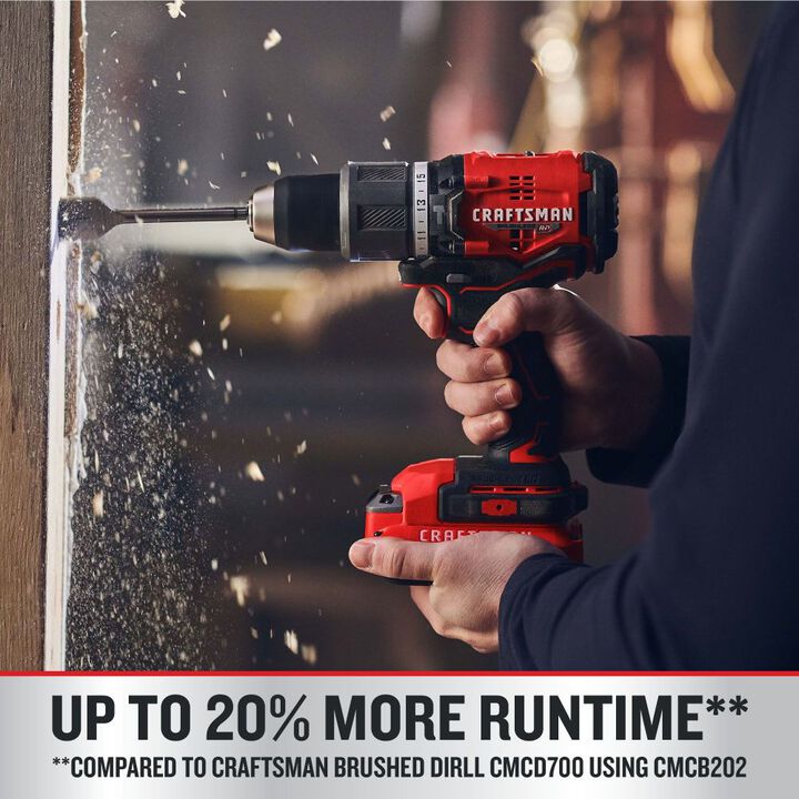 CRAFTSMAN V20 BRUSHLESS RP Cordless 1/2 Inch Hammer Drill With Two 2.0 Ah Batteries and Charger, large image number 3