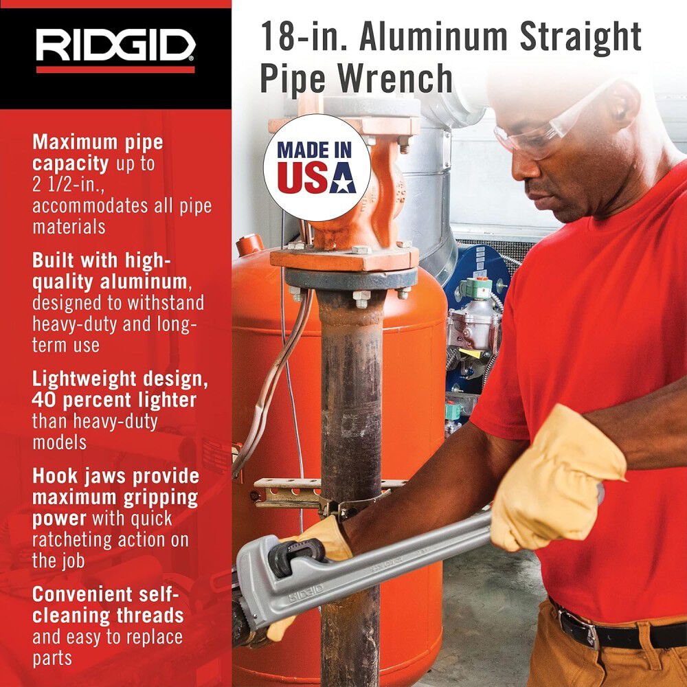 Ridgid 18 Inch and 24 Inch Aluminum Pipe Wrench Bundle, large image number 5