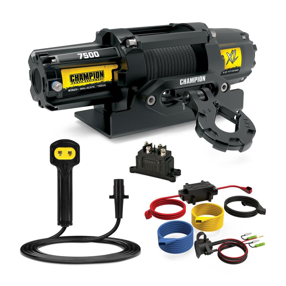 Champion Power Equipment XL 7500-lb UTV Synthetic Rope Winch Kit, large image number 1