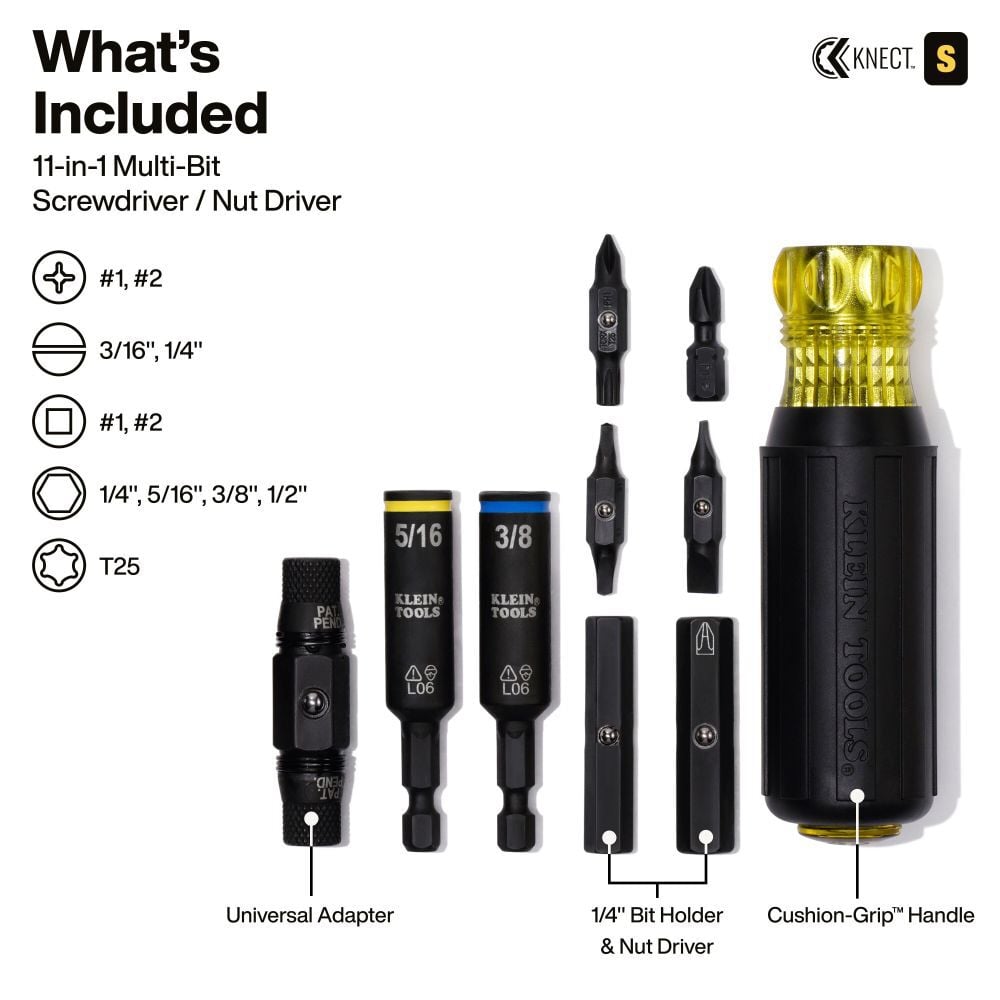 Klein Tools Impact Rated Multi-Bit Screwdriver/Nut Driver, 11-in-1, large image number 2