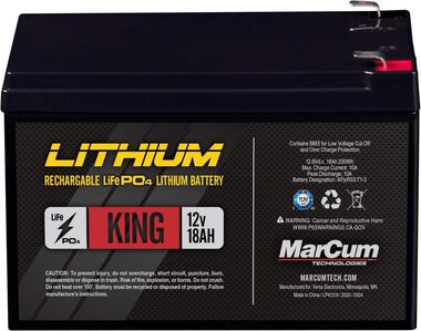 MarCum® King Battery | 12v 18ah LiFePO4 Lithium Battery