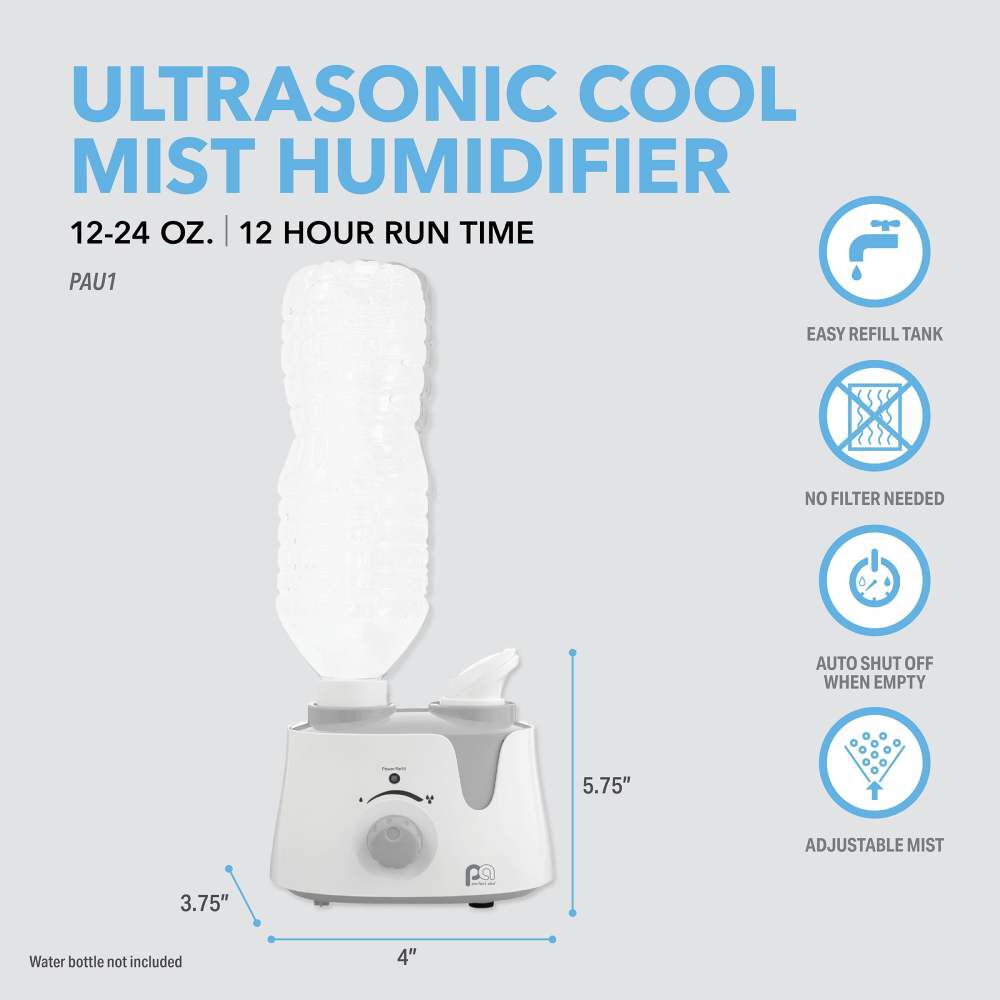 Perfect Aire 0.18 Gallon 54 Sq Ft Ultrasonic Cool Mist Humidifier with Adapter, large image number 3