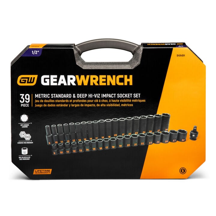 GEARWRENCH 78 Pc 1/2" Drive 6 Point SAE & Metric Hi-Viz Standard & Deep Impact Socket Set Bundle, large image number 4