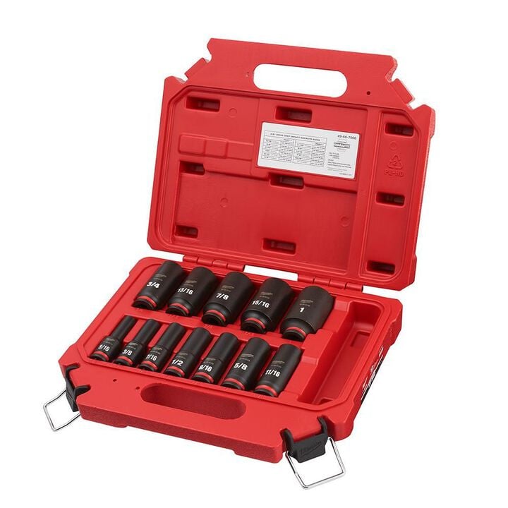 Milwaukee Impact Socket 12PC 3/8in Drive SAE DP 6Point Tool Set, large image number 2