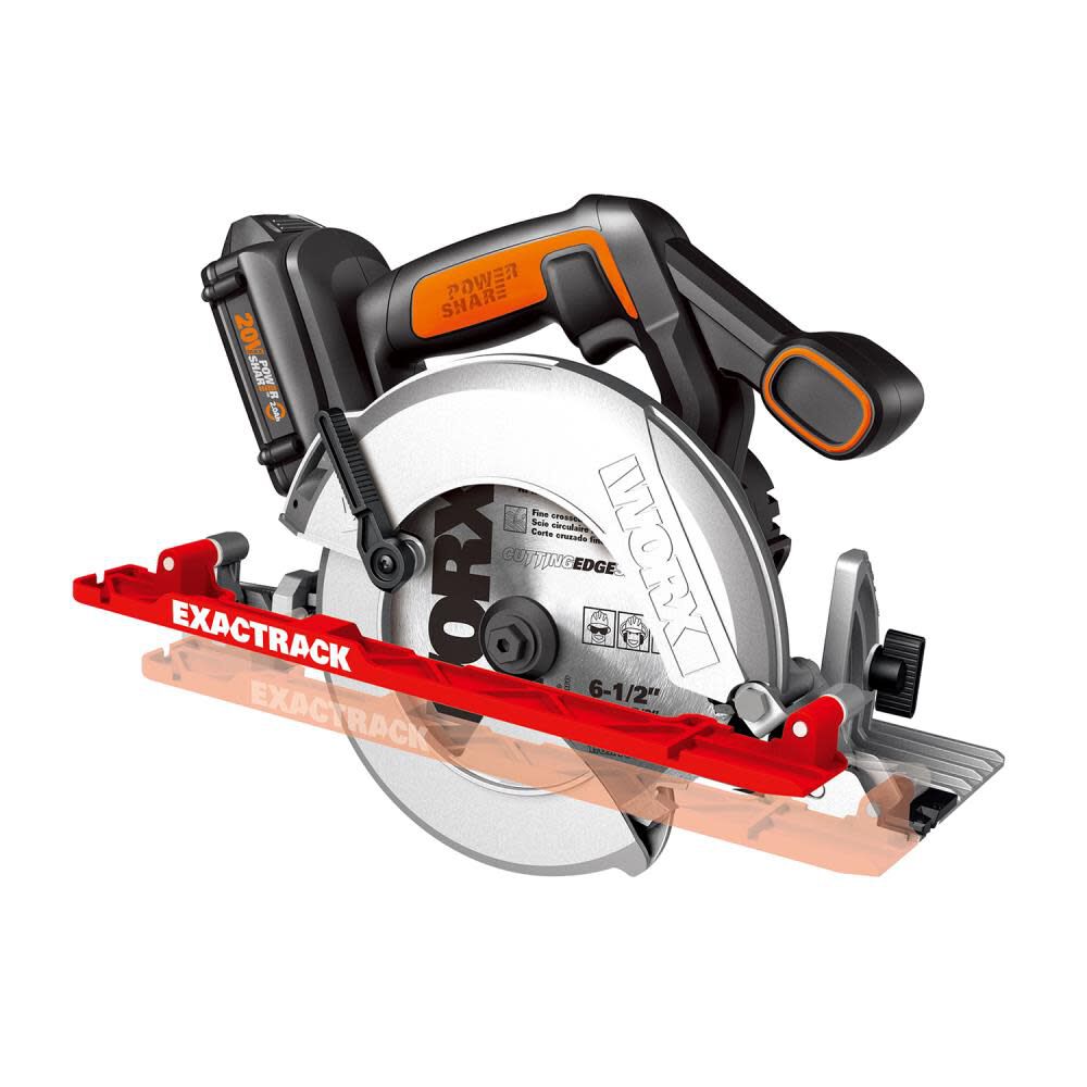 Worx 20v 6-1/2in Circular Saw ExacTrack Kit, large image number 1