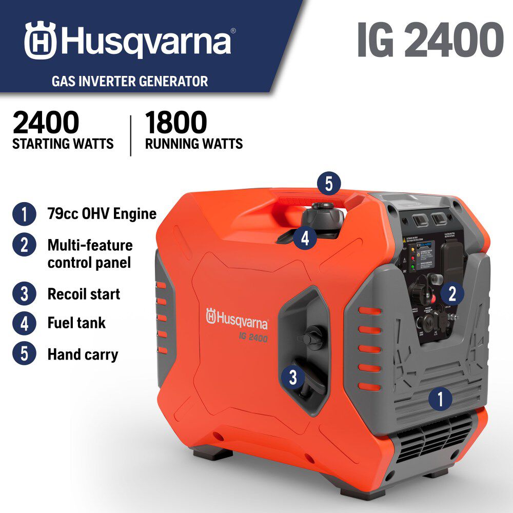 Husqvarna 2400W Dual Fuel Portable Inverter Generator, large image number 2
