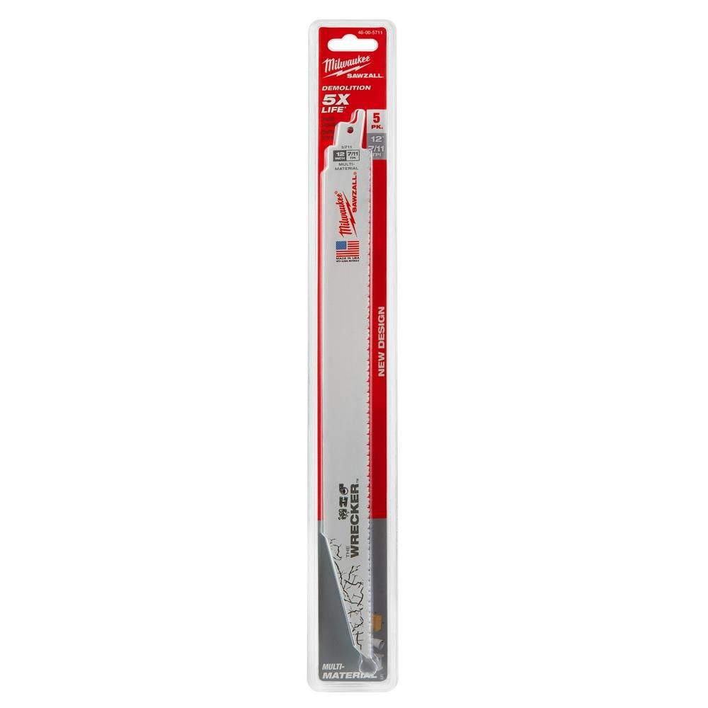 Milwaukee The Wrecker Multi-Material SAWZALL Blade 12 In. 7/11TPI 5 pk, large image number 10