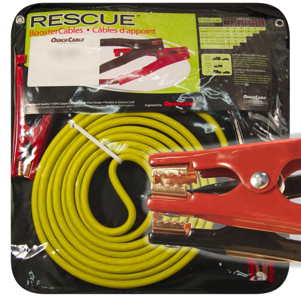 Quick Cable 12 Ft. 4 Gauge 400 Amp RESCUE Mechanic Clamp Medium Booster Cable, large image number 1