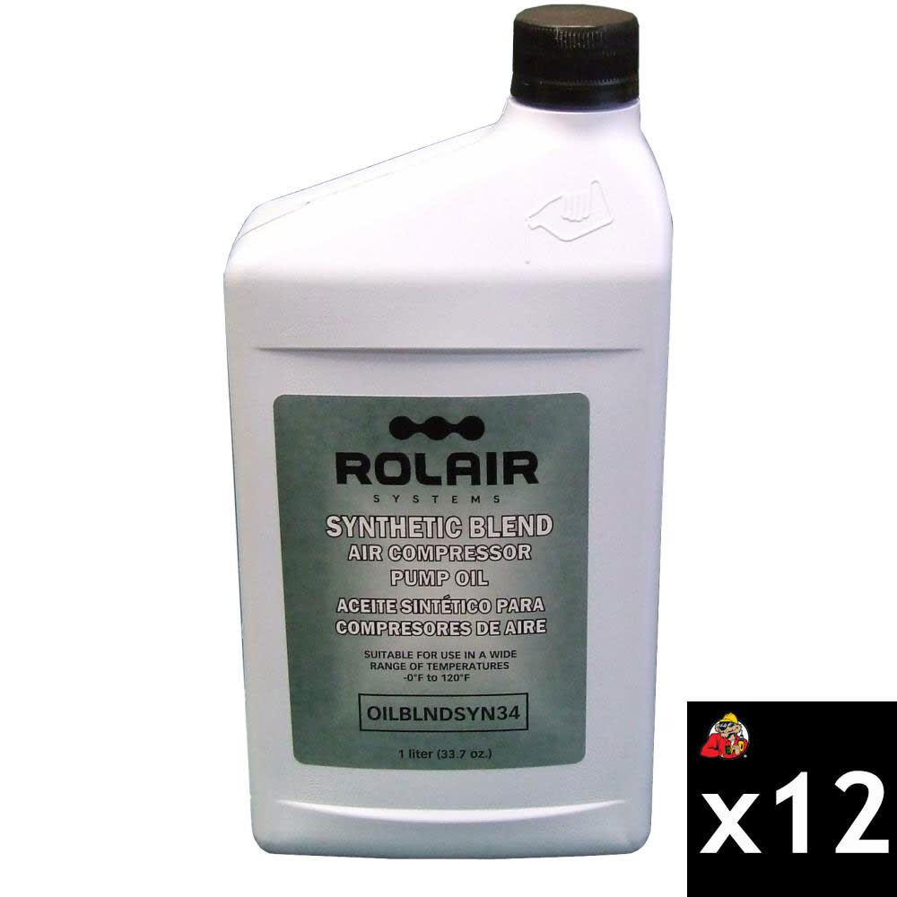 Rolair Synthetic Blend All-Weather 34oz Air Compressor Oil, 12 Pack, large image number 1