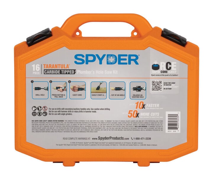 Spyder Tarantula Carbide-Tipped Plumber Hole Saw Set 16 Pieces, large image number 8
