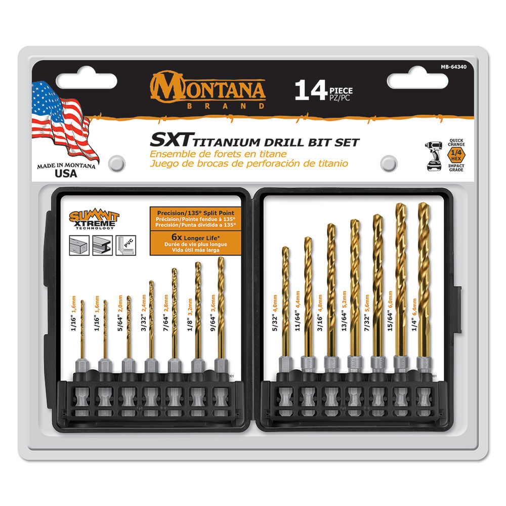 Montana Brand Tools Wood/Metal Drill Bit Set Titanium Coated 14pc, large image number 2