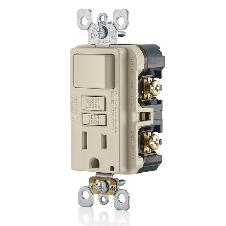 Leviton SmartlockPro GFCI Outlet 15A 125V Light Almond NEMA 5-15R, large image number 1