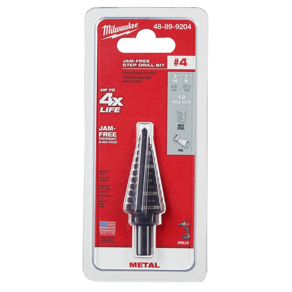 Milwaukee #4 Step Drill Bit 3/16 in. - 7/8 in. x 1/16 in., large image number 7