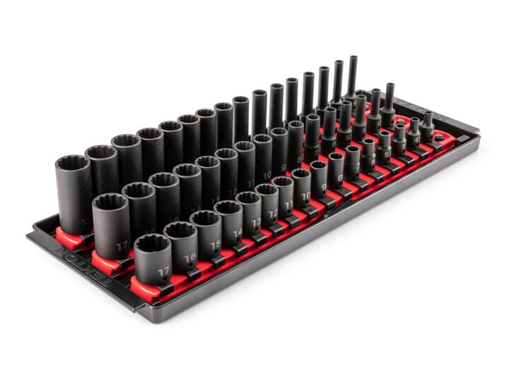 Tekton 1/4 Inch Shallow, Semi-Deep, and Deep 12 Point. Impact Sockets, 48 Pieces, large image number 0
