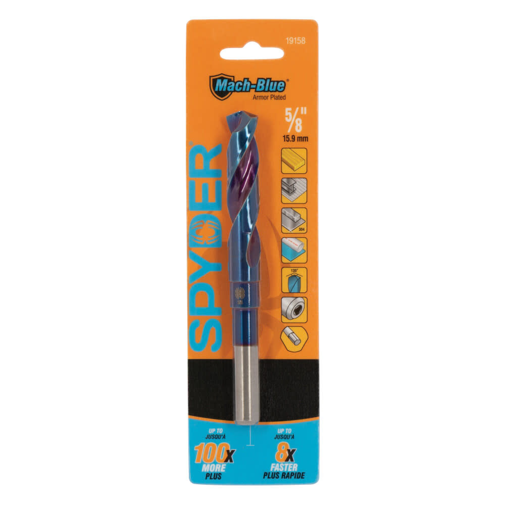 Spyder 5/8 Inch Reduced Shank S&D Drill Bit, 135 Degree Self-Centering Split Point, large image number 1