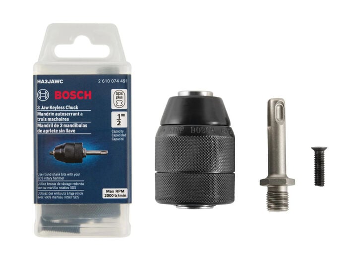 Bosch 1/2 Inch Keyless 3-Jaw Chuck with SDS-Plus Shank, large image number 1