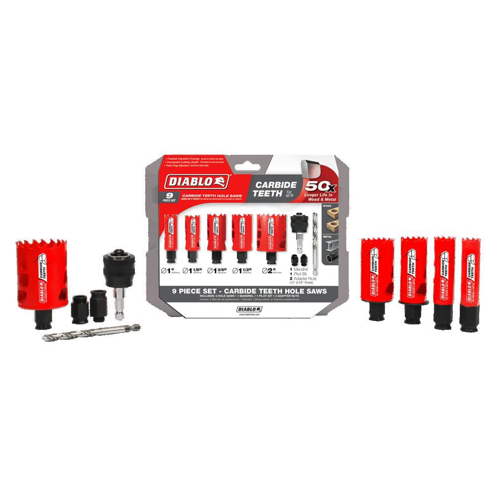 Diablo Tools 9pc Carbide General Purpose Hole Saw Set, large image number 1