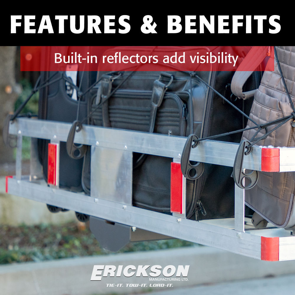 Erickson Mfg 500 lb Capacity Aluminum Hitch Cargo Carrier Basket, 48 Inch x 22 Inch, for 2 Inch Receiver, large image number 2