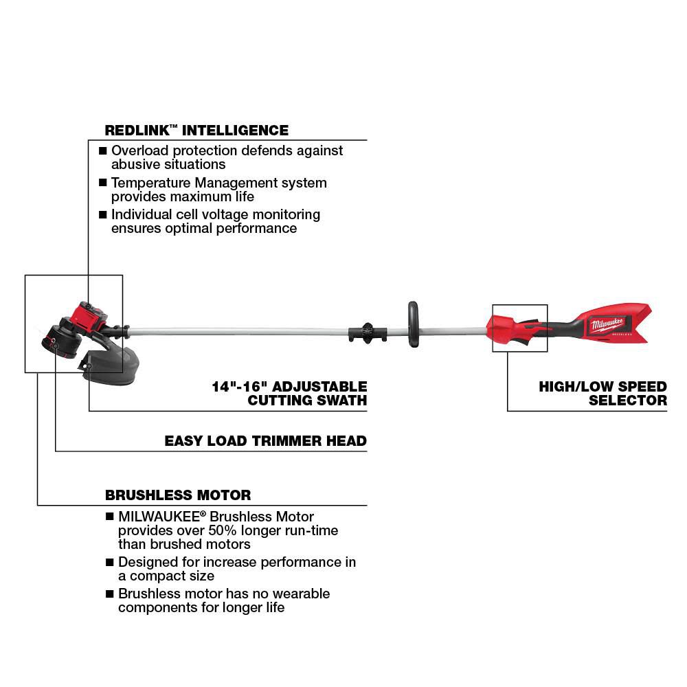 Milwaukee M18 Brushless String Trimmer Reconditioned (Bare Tool), large image number 3