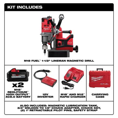 Milwaukee M18 FUEL 1-1/2inch Lineman Magnetic Drill Kit, large image number 1