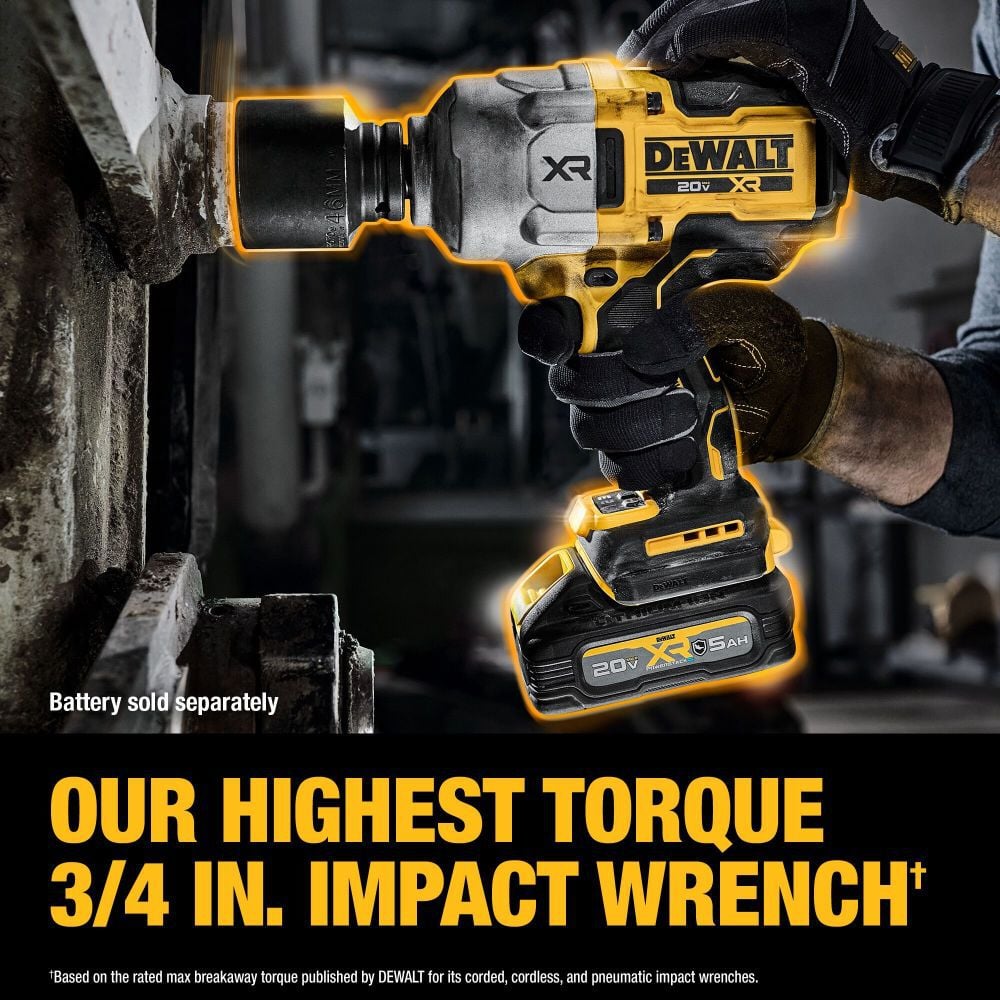 DEWALT 20V MAX XR 3/4 Inch Impact Wrench with Hog Ring (Bare Tool) & Protective Rubber Boot Bundle, large image number 6