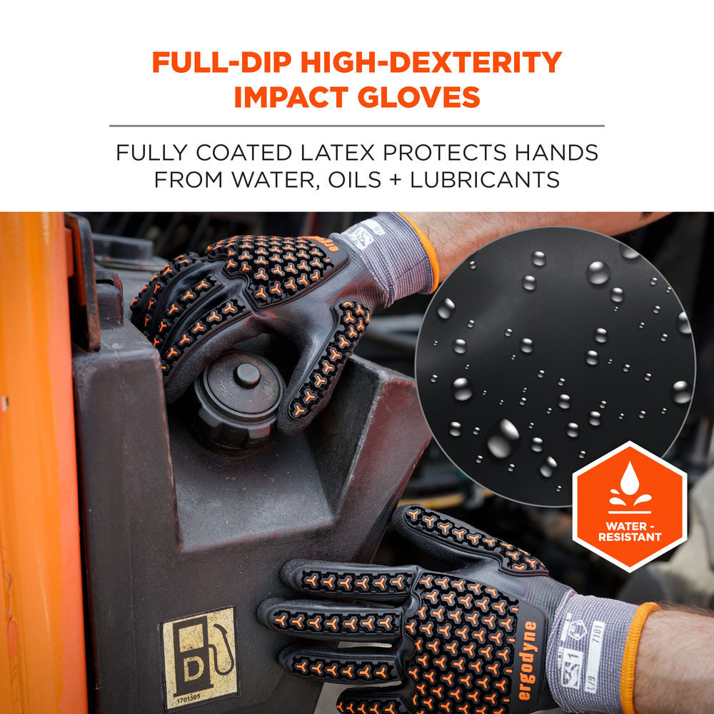 Ergodyne 7101 Full Nitrile Dipped Impact Gloves Large Black, large image number 2