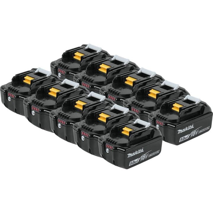 Makita 18V LXT 18V 5Ah Lithium Ion Power Tool Battery Pack with Fuel Indicator (10 Pack)