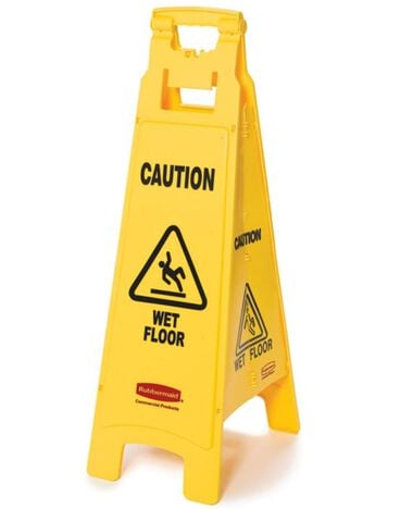 Rubbermaid Floor Sign with Caution Wet Floor Imprint 4-Sided, large image number 0