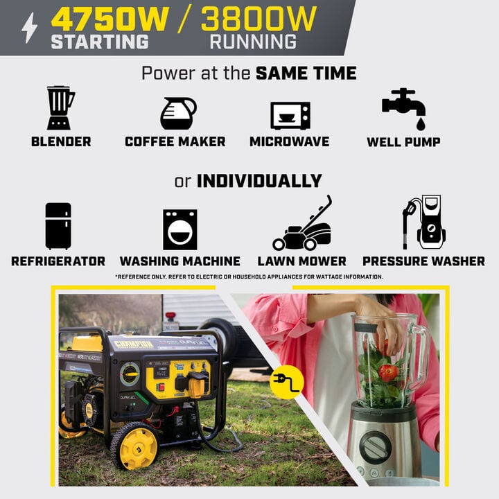 Champion Power Equipment 4750-Watt Electric Start Dual Fuel 50 State RV Ready Portable Generator CARB Compliant, large image number 2