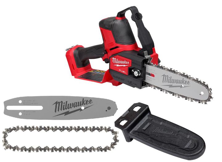 Milwaukee M18 Fuel Hatchet 8 Inch Pruning Saw & Gauge Saw Chain and Guide Bar Set Bundle