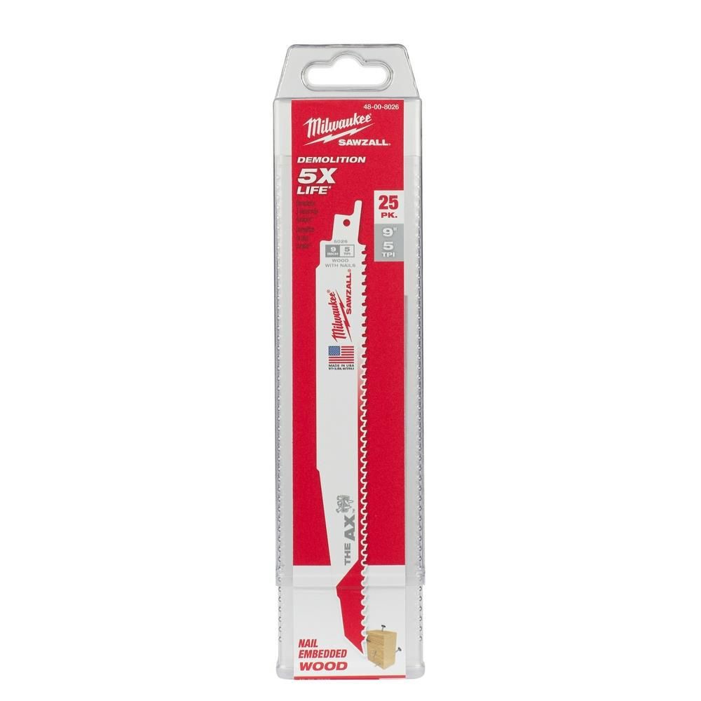Milwaukee 9 In. 5/8 TPI White Bi-Metal Reciprocating Saw Blade 25Ct, large image number 11