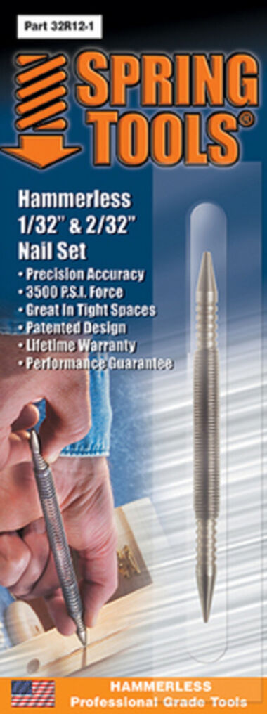Spring Tools Nail Set 1/32 & 2/32 Hammerless Double Ended Combo