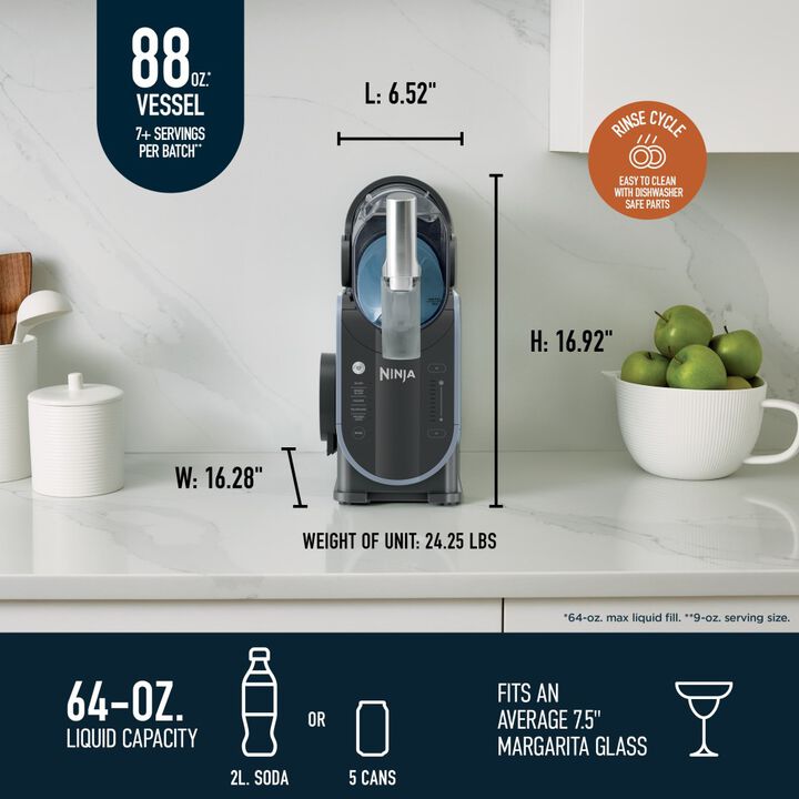 Ninja SLUSHi 120V 200W 2.4A 88 Oz Frozen Drink Maker Blue and Gray, large image number 7