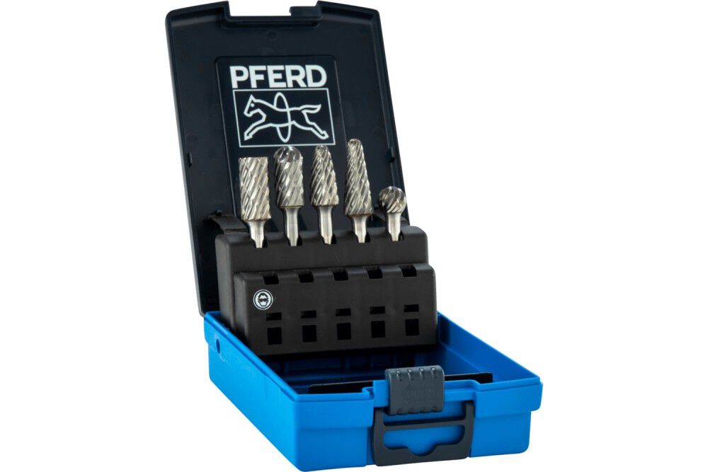 Pferd Carbide Bur Set 5 Piece Cast Cut 1/4 Inch Shank Plastic Case