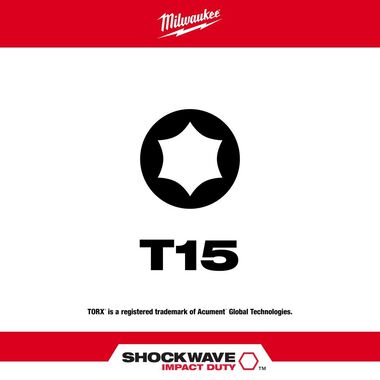 Milwaukee SHOCKWAVE 2 in. Impact Torx T15 Power Bit, large image number 1